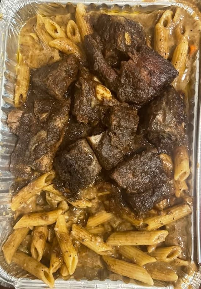 Jerk Ribs with Rasta Pasta.